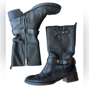 TORY BURCH Black Moto Boots Size 10